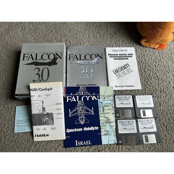 Falcon 3.0 (PC, 1991) Spectrum HoloByte 3.5" floppy with Flight Manual & Maps - Picture 1 of 8